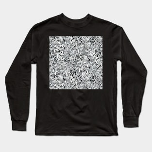 Black and White Seahorse Spirals Long Sleeve T-Shirt